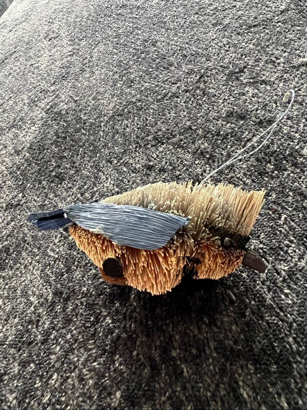 Vintage Straw and Wood Bird Ornament